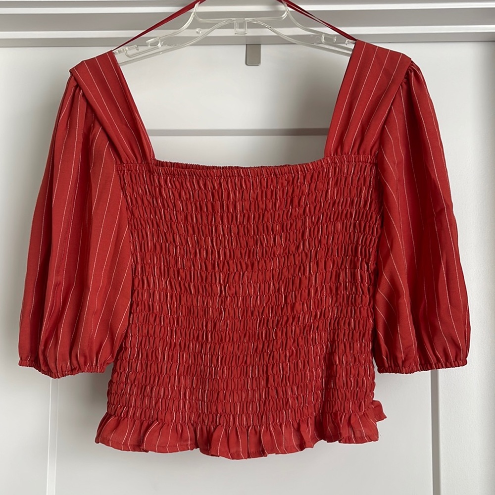 Glam Gayel Puff Sleeve Crop Top - Orange